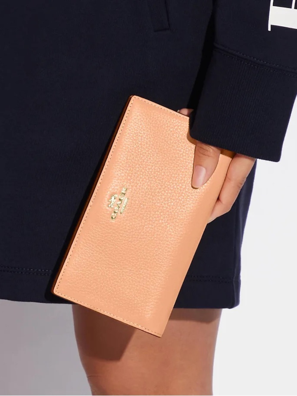 Coach Slim Zip Wallet C8329 Pebbled Leather Faded Blush / Light Orange